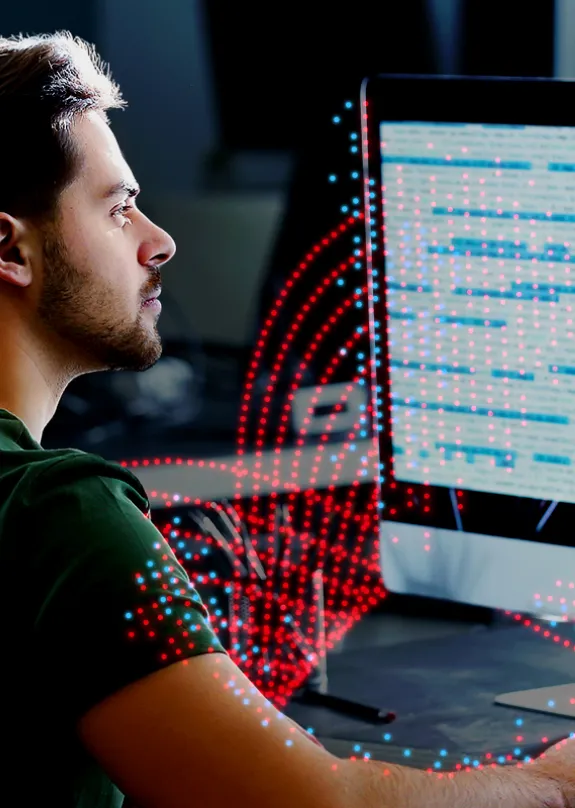 Man working on a computer